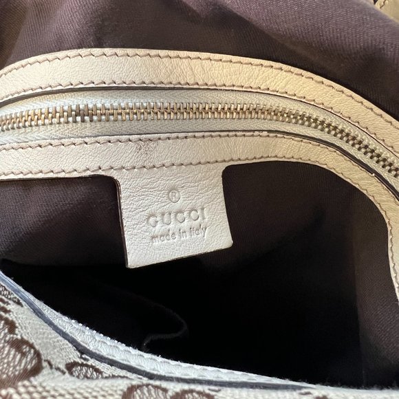 Gucci GG Supreme Canvas/White Leather Pelham Tote - Picture 7 of 9